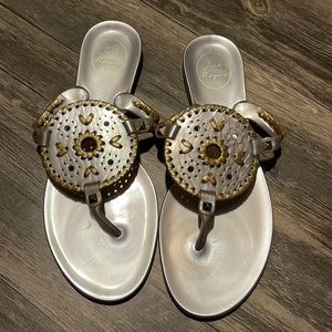 Size 9 Jack Rogers Jelly Sandals. Silver and Gold.